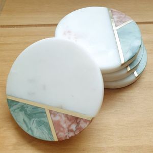 Hand Crafted Design Marble Coaster Stone Coaster Wood Marble Coaster Stone and Coaster Tea Place Mats At very low factory Price - Product Image 1