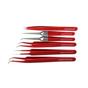 Custom Color Japanese Stainless Steel Red Volume Lash Tweezers and Precision Isolation Tweezers Set with Matching Case - Product Image 1