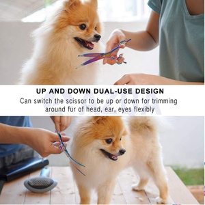 Ensemble professionnel de ciseaux de toilettage multi-usages en acier inoxydable pour animaux de compagnie avec ciseaux courbes, peigne à effiler et cape - Product Image 6