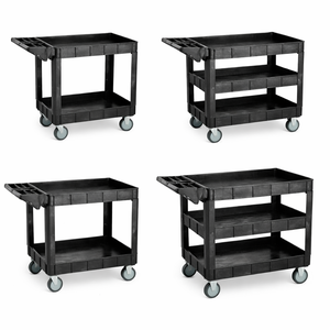 Chariot utilitaire en plastique à 2 niveaux, mobile, avec quatre roues, moulé par injection, robuste, pour garage, entrepôt, atelier GAPGAR001 - Product Image 2