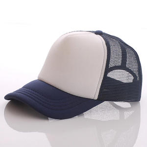 Blue White Mesh Trucker <b>Hat</b> 5-Panel Adjustable Unisex Casual Cap 3D Embroidery PolyesterCotton for Outdoor Spring Summer Use - Product Image 2