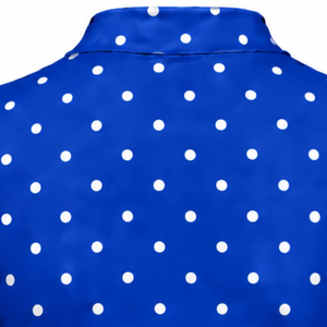 T-shirt Femme Col Montant à Pois Bleu Royal Manches Courtes Coupe Slim Extensible Imprimé Décontracté Tendance Été Vente en Gros - Product Image 4