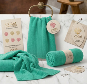 Toallas de Mano Desechables de Algodón Orgánico Color Verde Agua, Altamente Absorbentes, Teñidas en Color Marrón, para Spa, Viajes, Playa y Piscina - Product Image 2