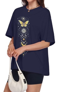 Nueva Llegada: Camiseta de Mujer 100% Algodón Estampada, Manga Corta, Cuello Redondo, Hombros Caídos, Estilo Oversize, Informal, de Bangladesh - Product Image 5