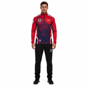 Veste de curling pour homme à col zippé 220GSM en polyester, vêtement technique performant, softshell athlétique - Product Image 1