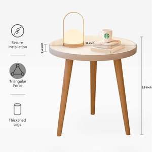 Mesa de Centro Pequeña Multifuncional de Estilo Antiguo Tradicional, Mueble de Madera Ecológica y Duradera para Sala de Estar, con 3 Patas Estables - Product Image 2