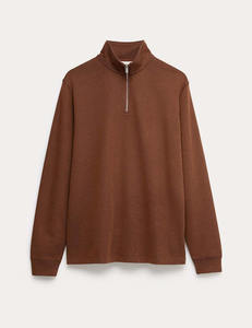 Sweat-shirts pour hommes de qualité supérieure, couleur marron foncé, coupe ample, demi-zip, tissu personnalisable, grammage lourd, manches longues, pull-over - Product Image 3