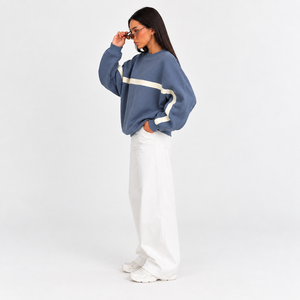 Sweat-shirt oversize tendance pour femme, col rond et épaules tombantes, coupe décontractée, manches longues - Product Image 3