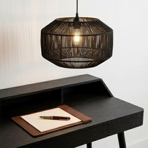 Lampe suspendue artisanale en rotin naturel, lanterne élégante de style bohème côtier, lustre de plafond en bambou écologique - Product Image 5