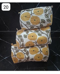 Ethnic Geometric Print Fabric Cosmetic Organizer Pouch with Smooth Zipper Closure for Makeup Toiletries and Travel Accessories - Product Image 2
