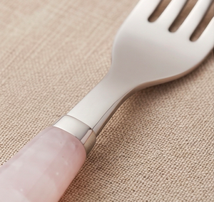 Ensemble de couverts à dessert en résine marbrée multicolores, acier inoxydable avec manche en résine multicolores, couverts faits à la main pour la cuisine et les cafés - Product Image 2