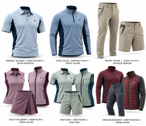Ensemble de vêtements de golf personnalisés |   Six variations de couleurs bleu glacé |   Fabricant OEM ODM |   X Sports City |   Style sportif | - Product Image 5