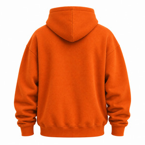 เสื้อฮู้ดดี้สีส้มไหม้คุณภาพสูง แบบสั่งทำสีพื้น ผ้าฟลีซหนานุ่มสำหรับฤดูหนาว ทรงหลวมไหล่ตก ขายส่ง - Product Image 2