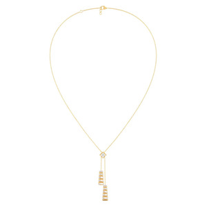 Twin Tassel Diamond Necklace with Geometric Center <b>Frame</b> and <b>Graduated</b> Sparkle Bar Drops - Product Image 3