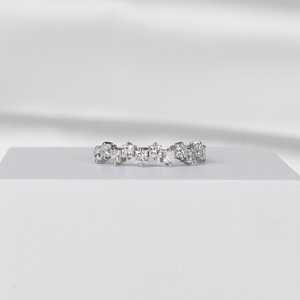Moissanite Princess Cut Half Eternity Band <b>Ring</b> Original <b>925</b> <b>Silver</b> With Party Gift Fine Stackable Surprise Jewelry For Partners - Product Image 1