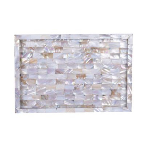 Luxury Handmade Mother Of Pearl Tiled Rectangular Serving Tray Inlaid <b>Mop</b> Ottoman Coffee Table Decorative Platter For Home Decor - Product Image 3