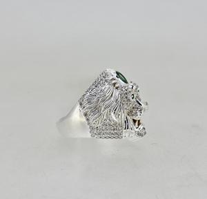 Luxury Jewelry Sterling <b>Silver</b> Gold Plated Peace Shape <b>Emerald</b> Natural Gemstone <b>Rings</b> Women Engagement Wedding Party <b>Ring</b> - Product Image 1