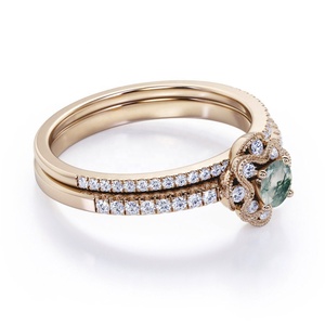 ชุดแหวนสำหรับเจ้าสาวอาเกตโมราโมราโมราโมรา925สีเงินสเตอร์ลิงเกรดคุณภาพสูง AAA จากผู้จำหน่ายขายส่ง - Product Image 2