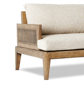 Sofá Blanco de 3 Plazas Estilo Bali con Estructura de Madera y Tela Cómoda para Sala de Estar, Hoteles y Villas - Product Image 3