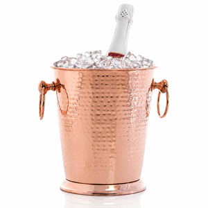 Cubo enfriador de vino de cobre martillado con asas para champán, vino, cerveza y botellas |   Enfriador de Bebidas Premium para Bar - Product Image 1