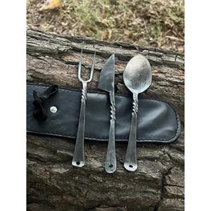 Juego de Cubiertos Medievales Forjados a Mano, Marca KSN, Hecho en India, el Mejor Regalo para Él, Día de San Valentín, Cumpleaños, Artesanía, Utensilios Vikingos - Product Image 3