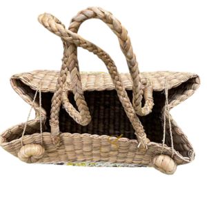 Sac en jacinthe d'eau avec découpage artistique et boutons en jacinthe - Product Image 5