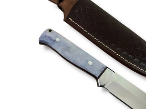 Cuchillo de caza Drop Point con hoja de acero inoxidable, mango de hueso teñido, hoja fija de 9 pulgadas, cuchillo de supervivencia para exteriores de espiga completa, OEM personalizado - Product Image 5
