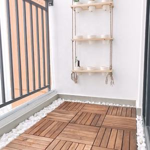 Dalles de terrasse modernes en acacia de 12 mm d'épaisseur, 6 lattes, couleur naturelle, design lisse, style extérieur, surface bicolore, garantie 3 ans - Product Image 2
