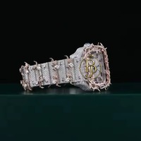 Reloj Cuadrado de Lujo de Cuarzo con Baño de Oro Rosa, Acero Inoxidable, Diseño de Espinas, Esfera de Cristal Pavé, Números Romanos, Ecológico, 10 Bar