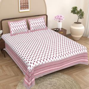 Parures de draps en coton 3 pièces, ensemble de literie avec drap-housse et taies d'oreiller en coton imprimé, taille King Size - Product Image 1