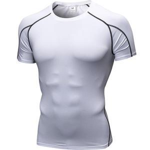 Camiseta de Compresión de Manga Larga Blanca para Hombre, de Secado Rápido, Antipilling, Ajuste Deportivo, Sin Cuello, Tejido de Poliéster, para Verano - Product Image 1