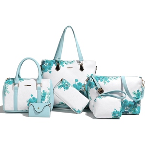 Conjunto de Bolsos de Mano de Piel Sintética con Estampado Floral para Mujer, Bolso Boston, Bolso de Hombro, Bolso Bandolera, Cartera, Bolsa de Cosméticos, Estilo Elegante para Uso Diario - Product Image 2
