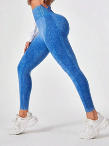Super Quality Solid Casual Knitted Yoga Fitness <b>Leggings</b> 4 Way Stretch Breathable Anti-Bacterial Knee-Length <b>Seamless</b> <b>Legging</b> - Product Image 3