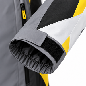 SINEWY SPORTS Men's <b>Waterproof</b> Hooded Softshell <b>Jacket</b> Gray Black <b>Yellow</b> Color Blocking Sporty Zipper Front Winter Outdoor Wear - Product Image 4