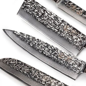 Juego de Cuchillos de Chef de Acero de Damasco Hechos a Mano de Alta Calidad, 5 Piezas, Ambidiestros, con Mango de Madera Pakka Ecológico, Venta al Por Mayor - Product Image 4