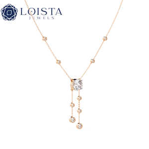 Collar con Colgante de Diamante Cultivado en Laboratorio, Certificado IGI, Oro Amarillo de 10k, Corte Esmeralda Redondo, Ovalado y Pera, Joyería Loista Jewels para Mujer - Product Image 2