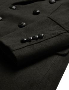 Gabardina Larga de Color Negro, Mezcla de Lana Ecológica, para Bodas y Fiestas, Estilo Blazer, Doble Botonadura, Transpirable - Product Image 6