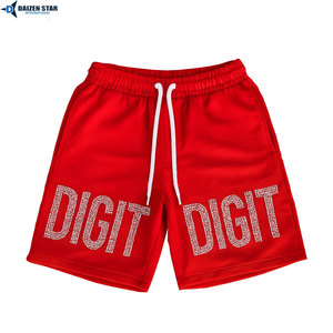 Men's Casual Cotton <b>Fleece</b> Solid Knitted Mid Waist <b>Shorts</b>-Quick Dry Breathable Eco-Friendly Front Drawstring Embroidery Private - Product Image 3