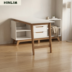Scadinavian Minimalist L-Shaped <b>Computer</b> <b>Desk</b> With Drawers And Storage White Wood Modern Home Office Furniture - Product Image 5