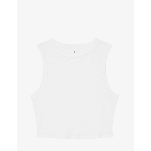 Débardeur côtelé pour femme, col rond, coupe courte, style camisole, coupe ajustée, brassière de sport rembourrée pour le yoga, séchage rapide, logo frontal, pompon, 100% coton - Product Image 6