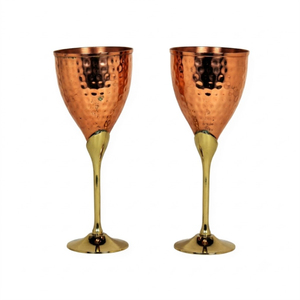 Copa de Vino de Cobre Martillado Antiguo con Tallo de Latón, Juego de 2 Copas de Cóctel de Cobre de Primera Calidad para Bar de Lujo y Regalos - Product Image 1