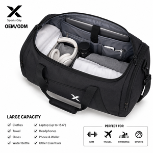 Sac de sport personnalisé pour la gym, sac de voyage imperméable en Oxford avec compartiment à chaussures, grande capacité, pour le week-end ou la nuit, OEM/ODM - Product Image 3