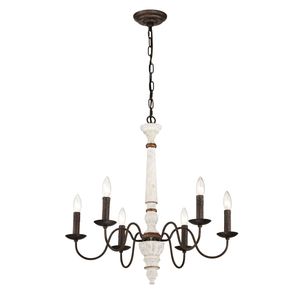 Lámpara Colgante Retro Blanca Color Óxido de 6 Luces E12 (Bombilla No Incluida) para Comedor, Lámparas de Araña y Colgantes - Product Image 1