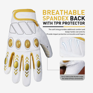 Guantes de fútbol americano deportivos de dedo completo, palma de cuero sintético con revestimiento de silicona, antideslizantes, unisex, para todas las estaciones - Product Image 5