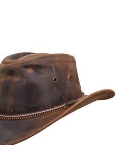 Sombrero Vaquero de Cuero Desgastado Estilo Vintage para Hombre y Mujer, Sombrero de Vaquero para Exteriores, Unisex, Moldeable, Estilo Outback - Product Image 5