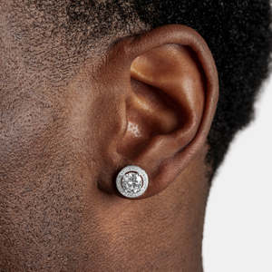 Pendientes de Plata de Ley 925 con Halo Redondo, Pendientes Clásicos con Círculo de Diamantes para Hombre y Mujer - Product Image 3