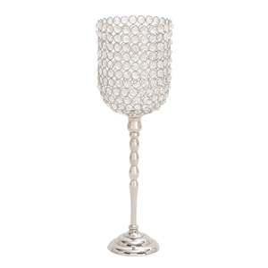 Silver Candle <b>Stand</b> with <b>Glass</b> Sleeve 19 Inch Durable Home Decoration - Product Image 6