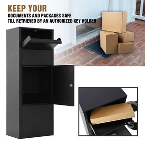 Large Heavy-Duty Black Mail Drop <b>Box</b> for Package Delivery 10.5\" X 15.5\" X 41.30\" with <b>Lockable</b> <b>Storage</b> Compartment - Product Image 5