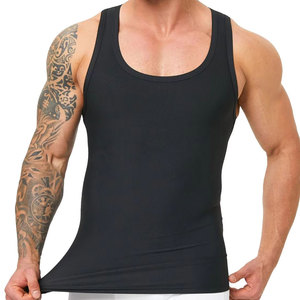 Men's Black Sleeveless Tank Top O-Neck Solid Color Knitted Quick Dry Casual Style - Product Image 1