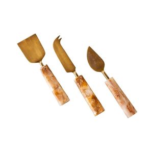 Super Selling Restaurants Cutlery <b>Set</b> Gold Finished <b>Set</b> of 3 Pcs Metal <b>Cheese</b> and Cutting Knife Custom Tool <b>Set</b> Easy Grip - Product Image 1